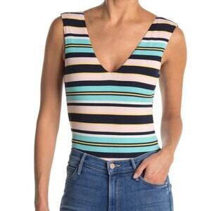 NWOT AFRM Mooni v-neck striped bodysuit XS